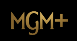 MGM+ logo with gold font on black background