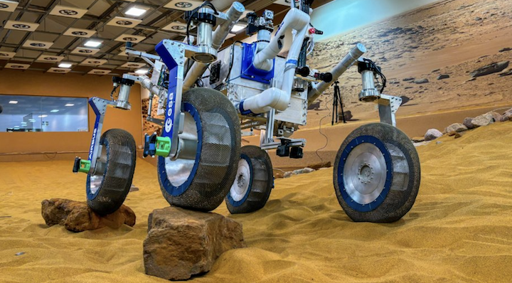 NASA's shape memory alloy spring tires in testing at Airbus Defence and Space.