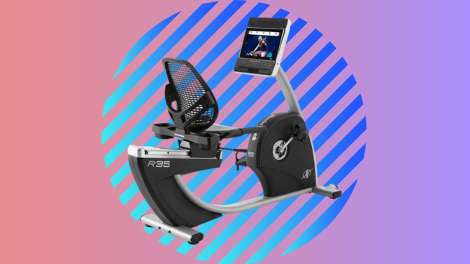 recumbent bikes on a colorful background