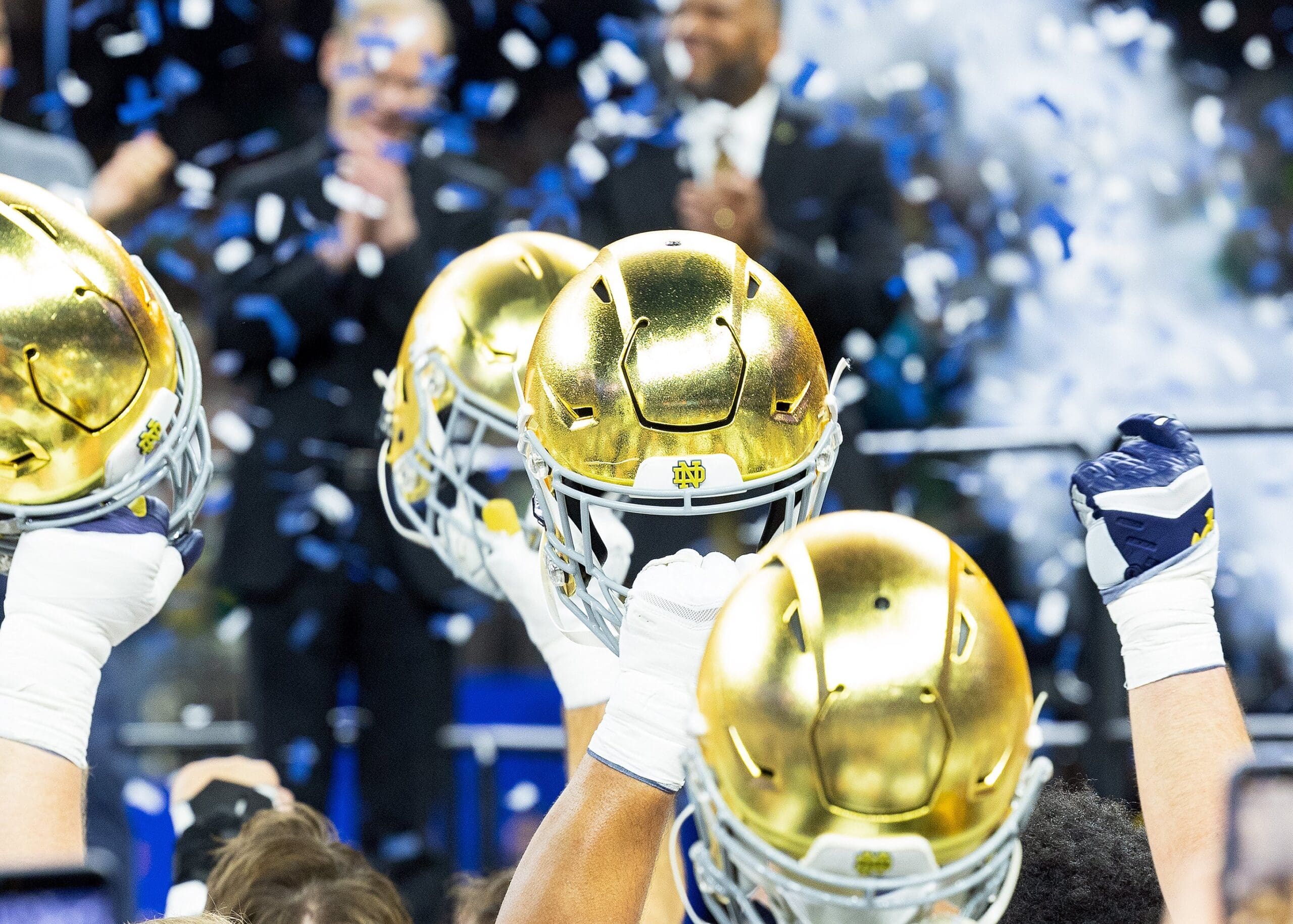 Notre Dame Fighting Irish players celebrate