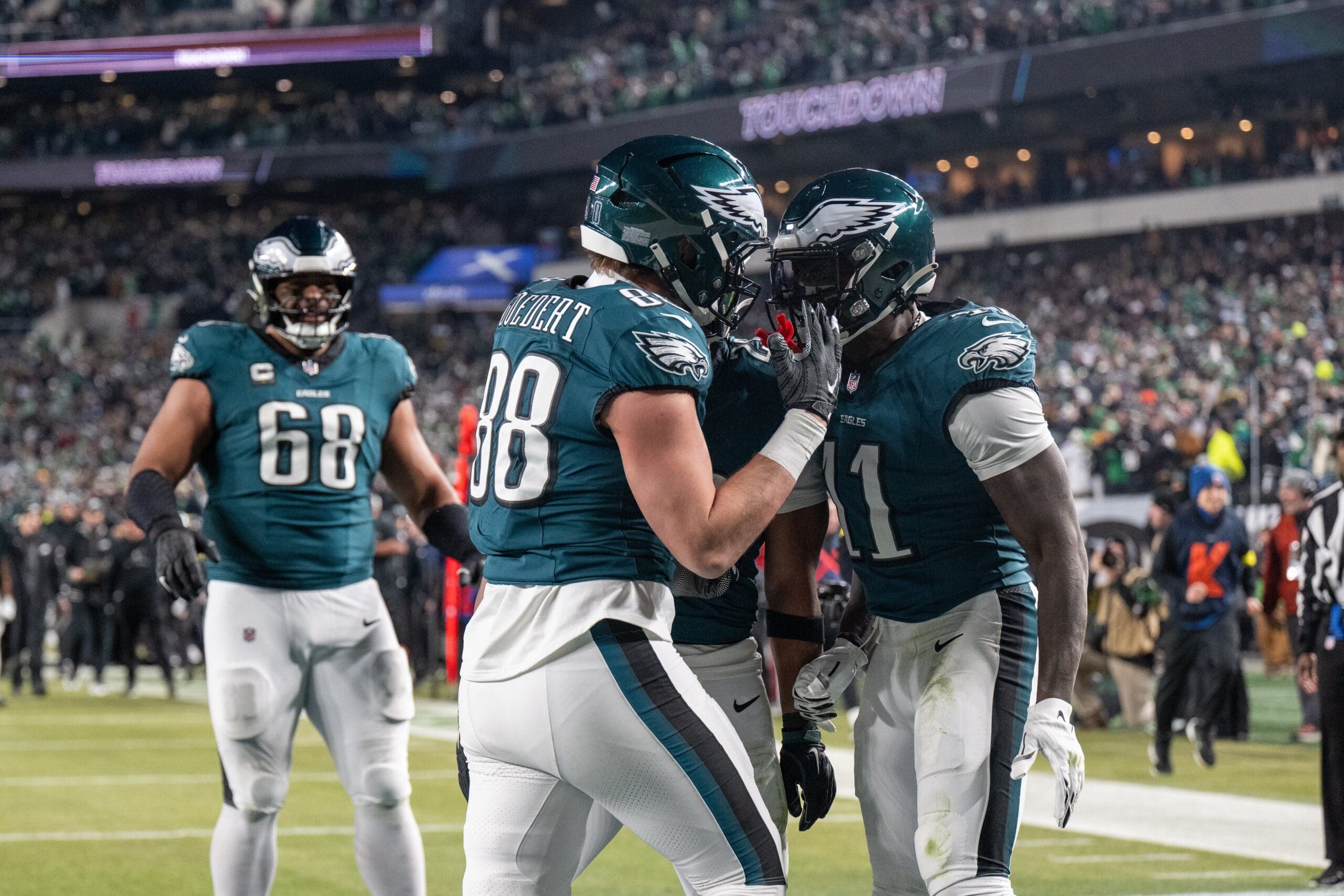 Philadelphia Eagles wide receiver A.J. Brown celebrates