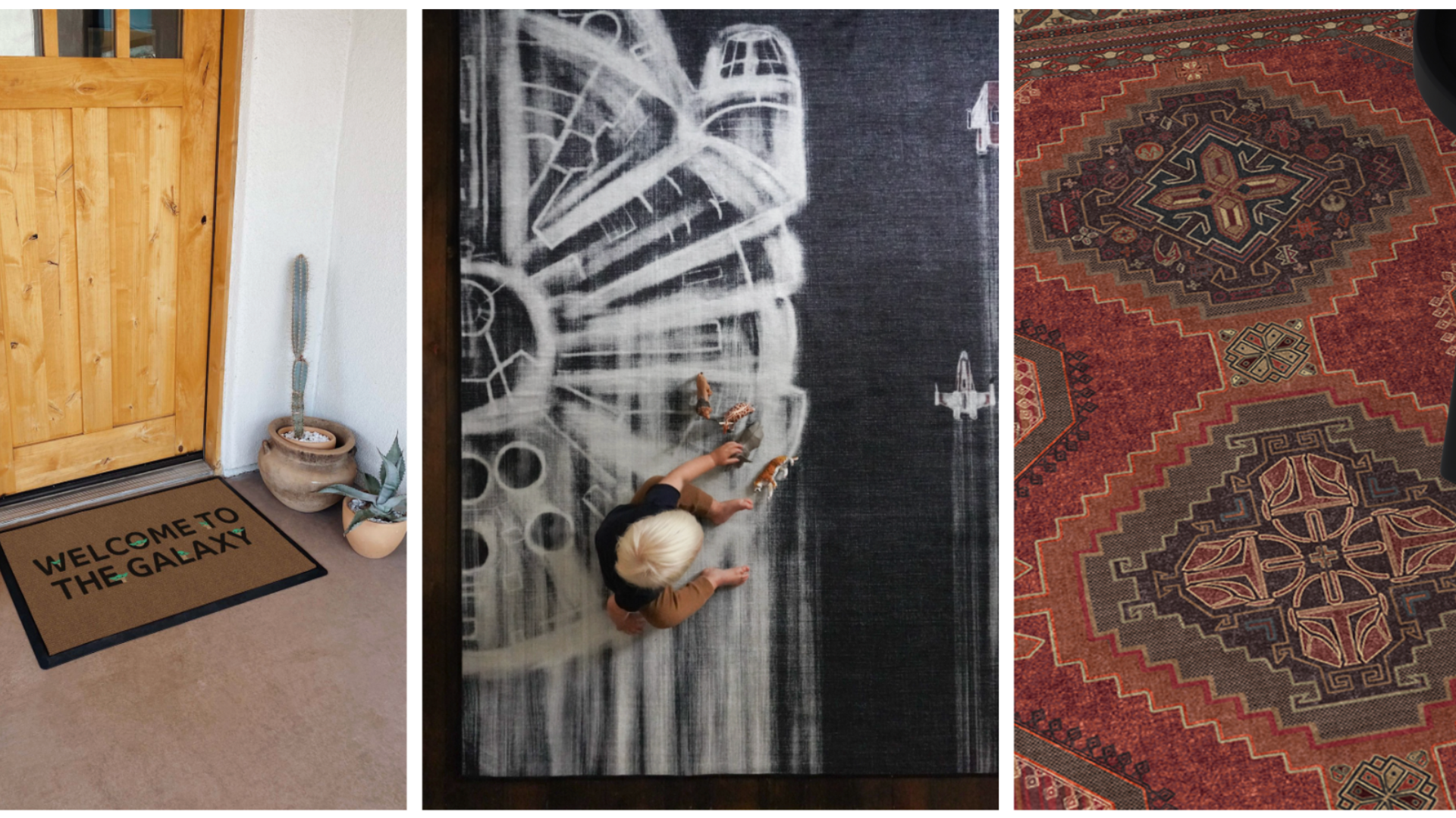 Three of Ruggable's new Star Wars rugs