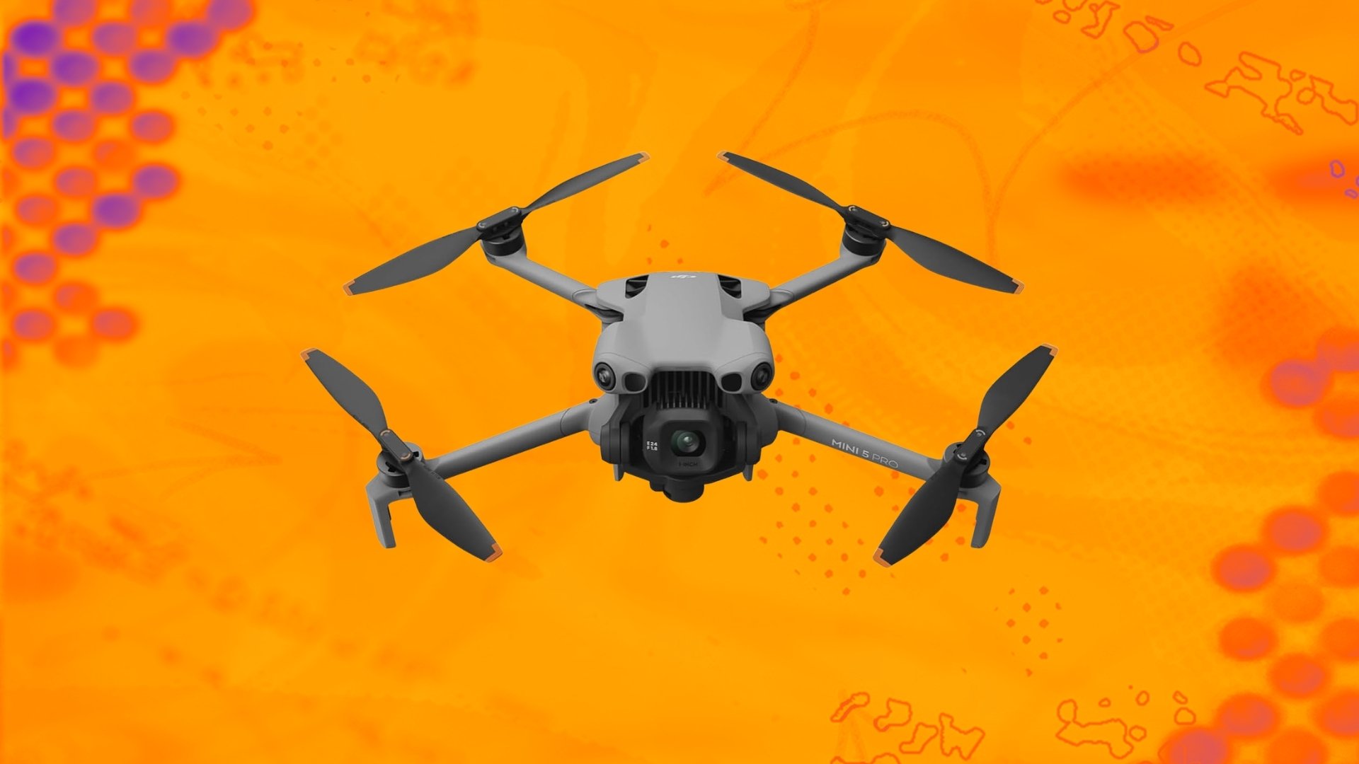 DJI Mini 5 on orange background